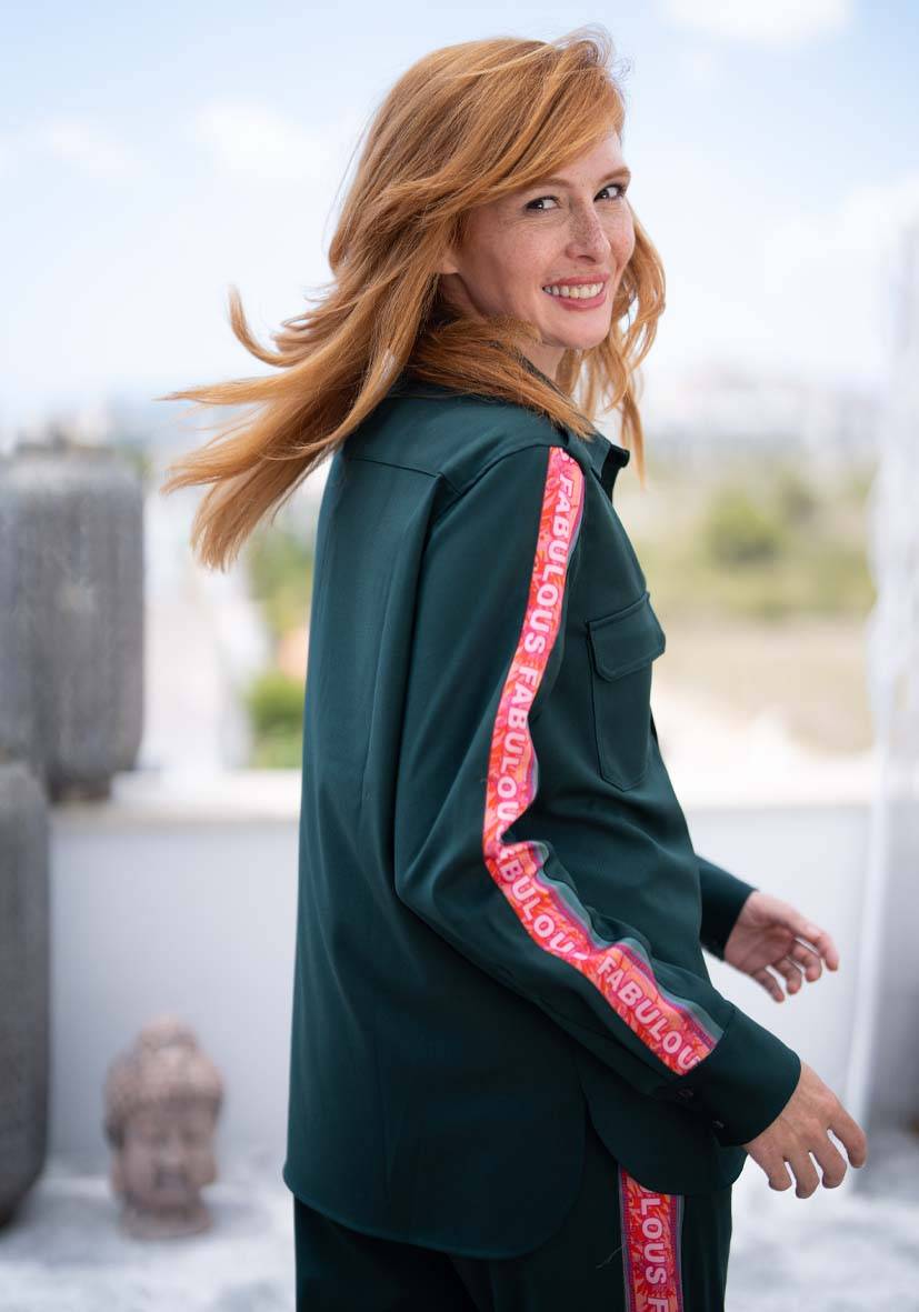 Miss Goodlife Bluse Border Love – Green