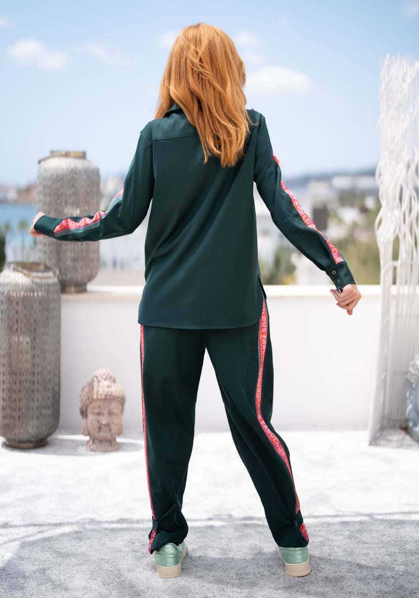 Miss Goodlife Bluse Border Love – Green