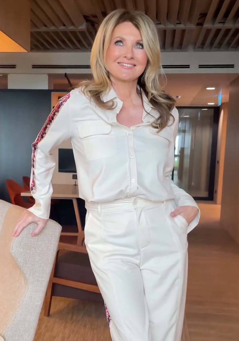 Miss Goodlife Bluse Border Love – white