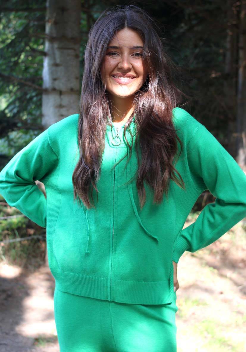 Miss Goodlife Cardigan Knitted Zipper – Green