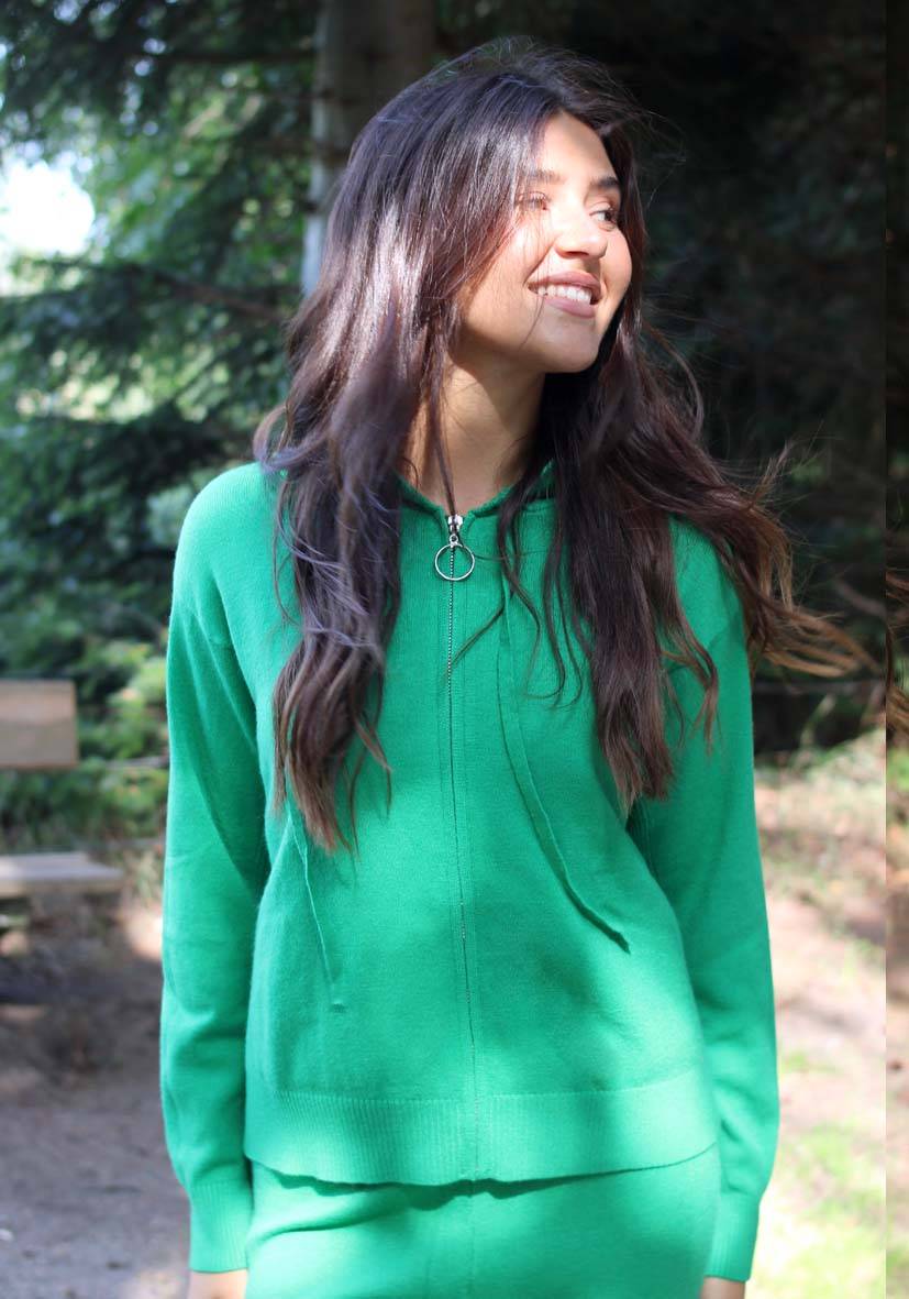 Miss Goodlife Cardigan Knitted Zipper – green