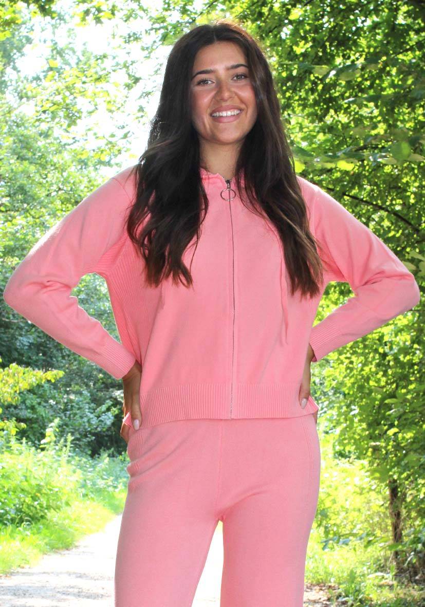 Miss Goodlife Cardigan Knitted Zipper – Peach