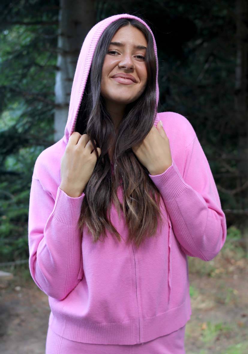 Miss Goodlife Cardigan Knitted Zipper – Pink