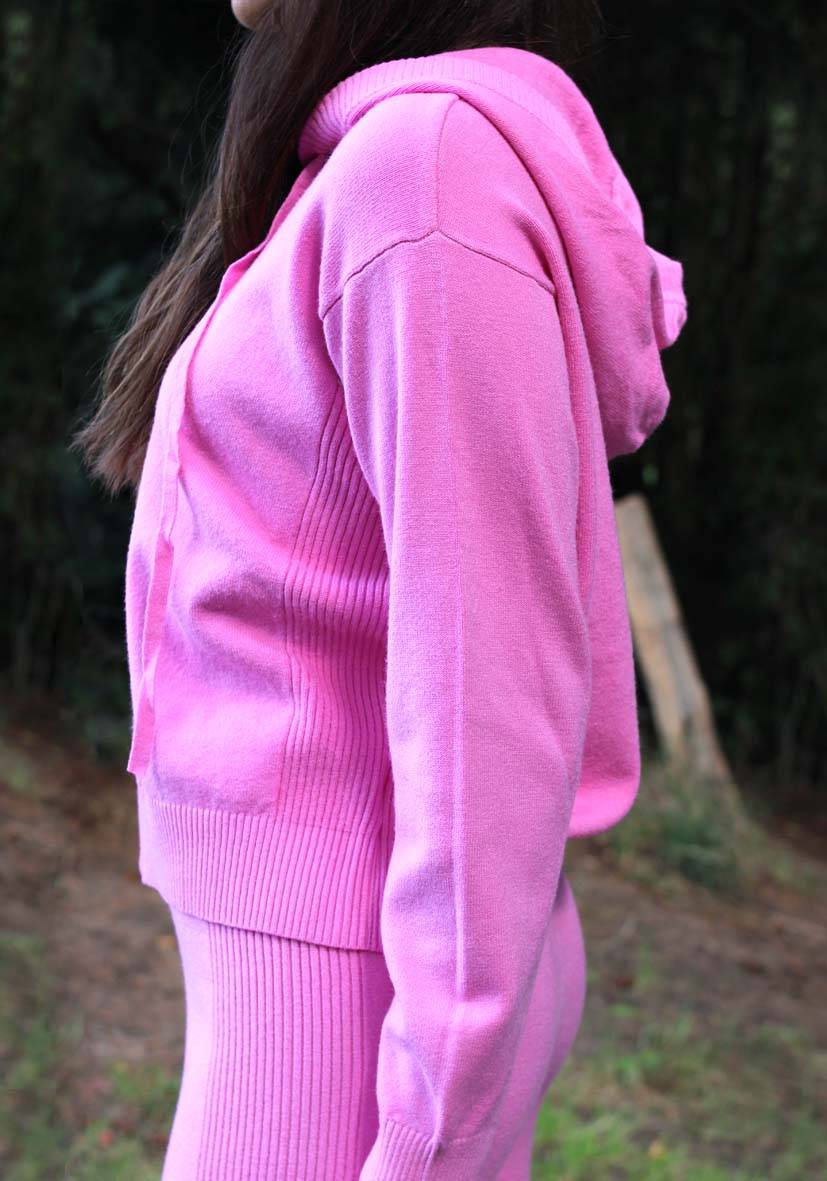 Miss Goodlife Cardigan Knitted Zipper – Pink
