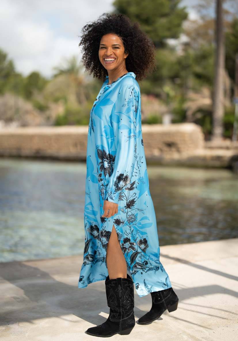 Miss Goodlife Dress Blue Flower Midi