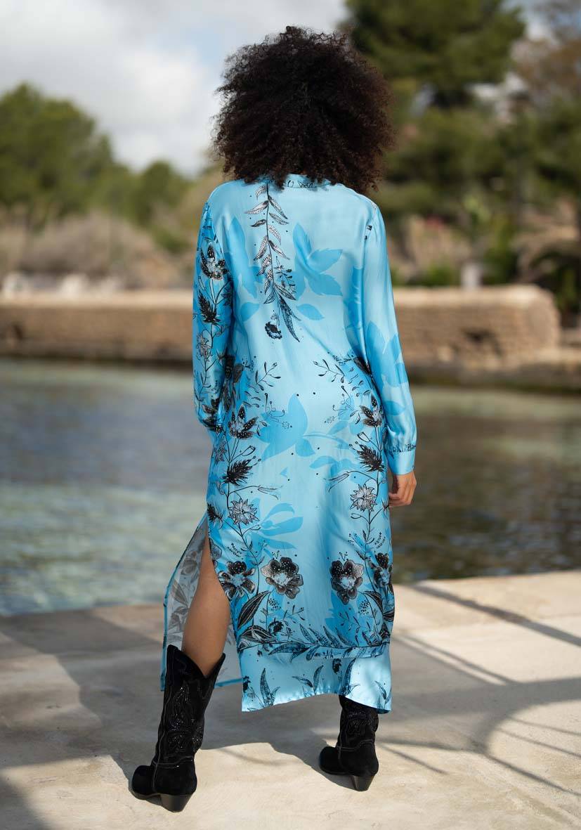 Miss Goodlife Dress Blue Flower Midi