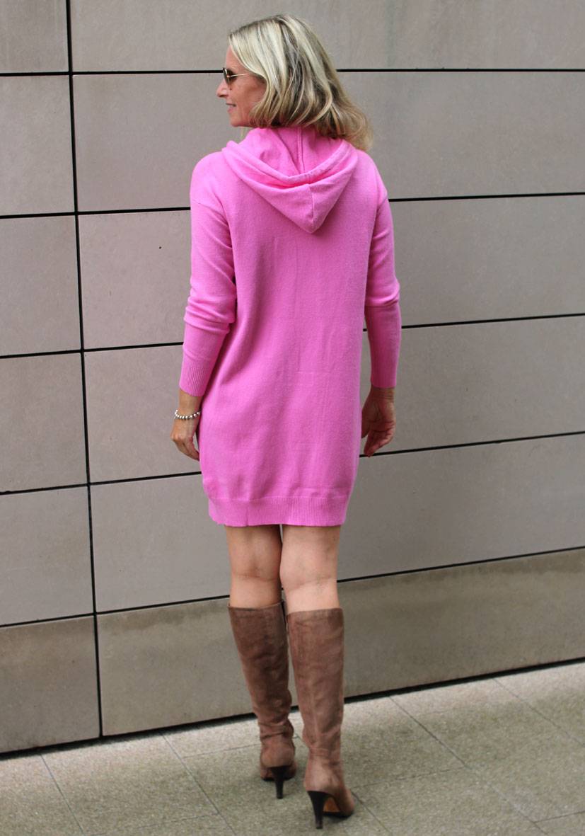 Miss Goodlife Dress Knitted Hoodie Pockets – Pink