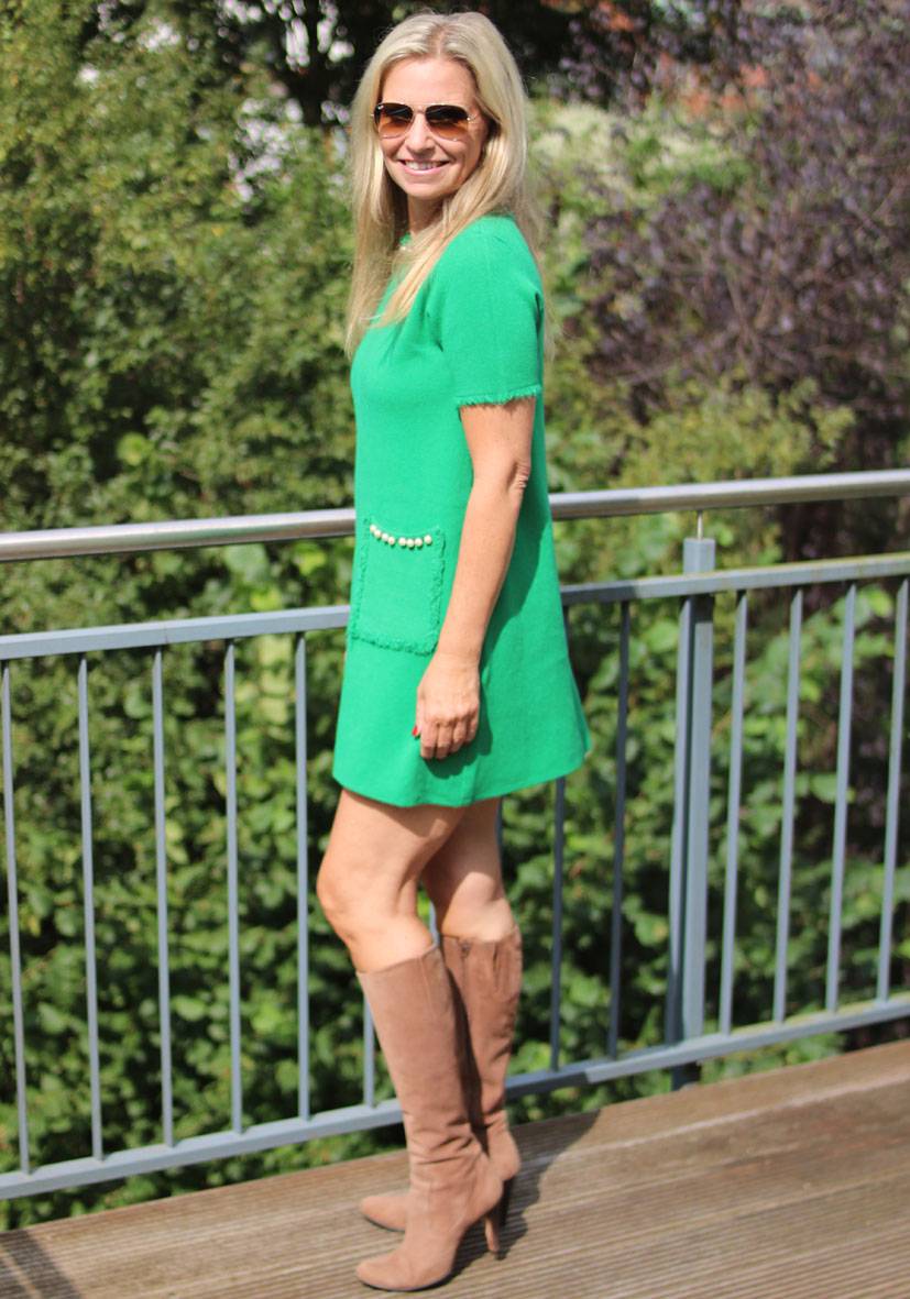 Miss Goodlife Dress Knitted Short – Green