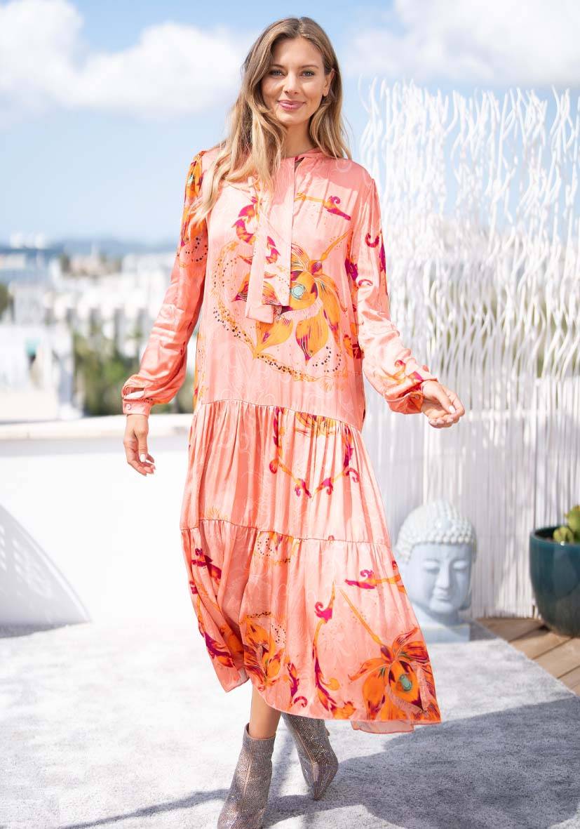 Miss Goodlife Dress Orange Flowers