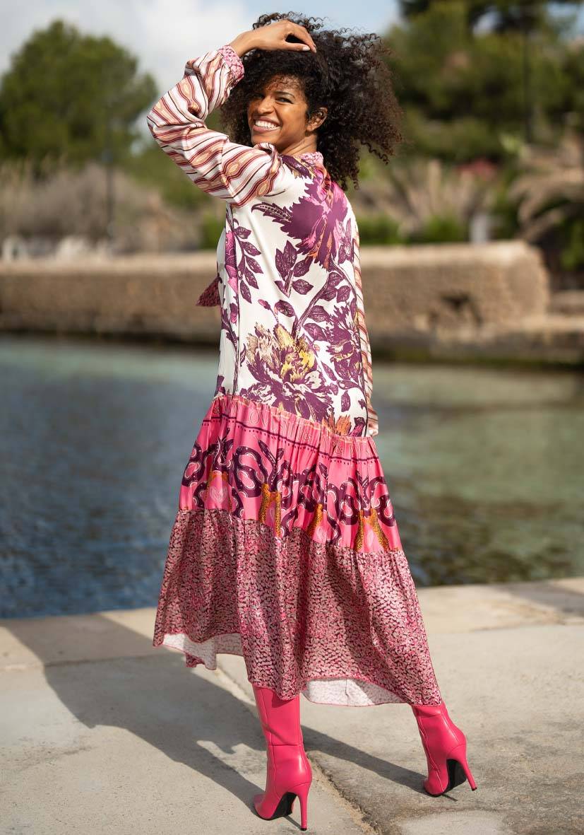 Miss Goodlife Dress Pink Snakes