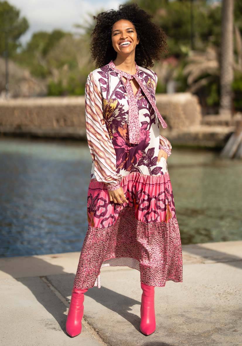 Miss Goodlife Dress Pink Snakes