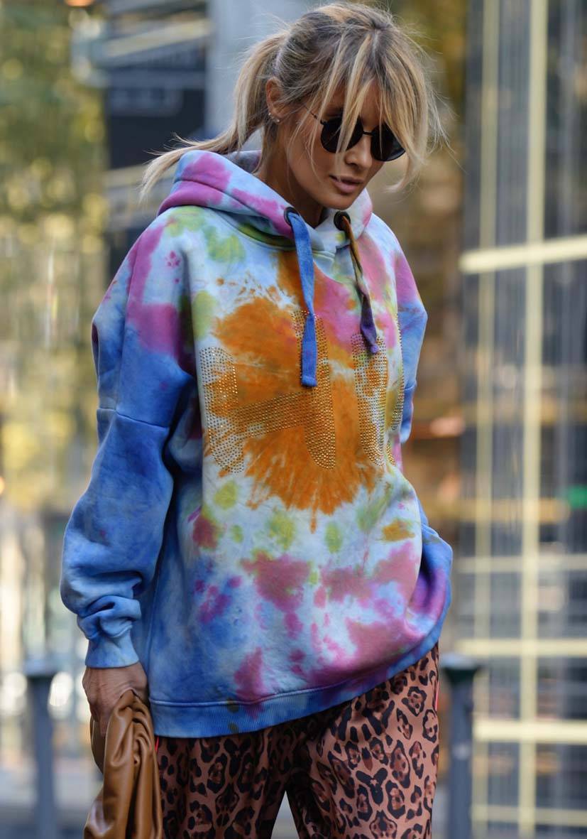 Miss Goodlife Hoodie Batik Hi! Strass – Rose