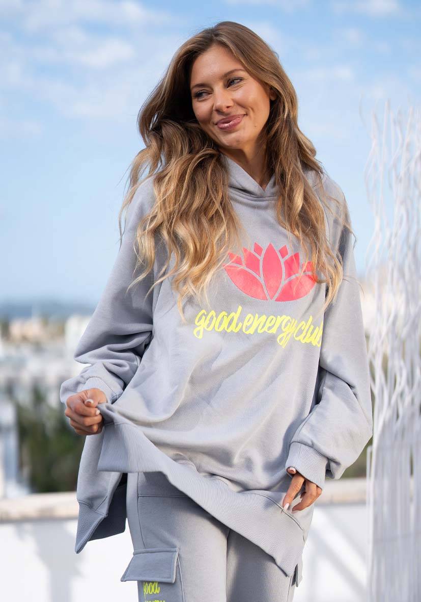 Miss Goodlife Hoodie Good Energy Namasté – lightgrey