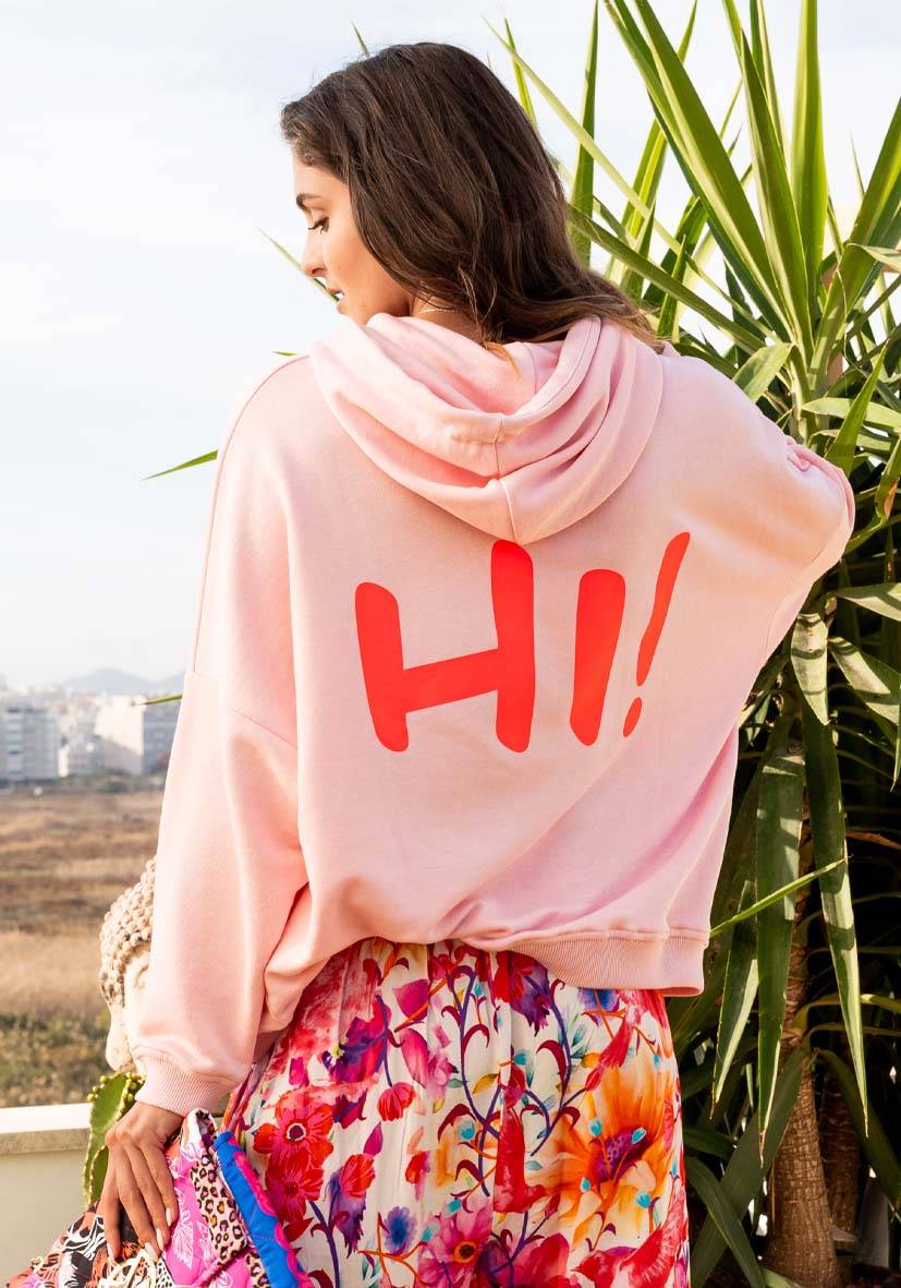 Miss Goodlife Hoodie Hi! Hi! – Rose/neonpink