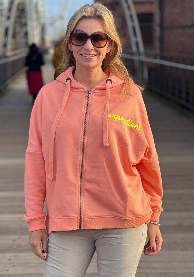 Miss Goodlife Hoodie Sweatjacke – coral