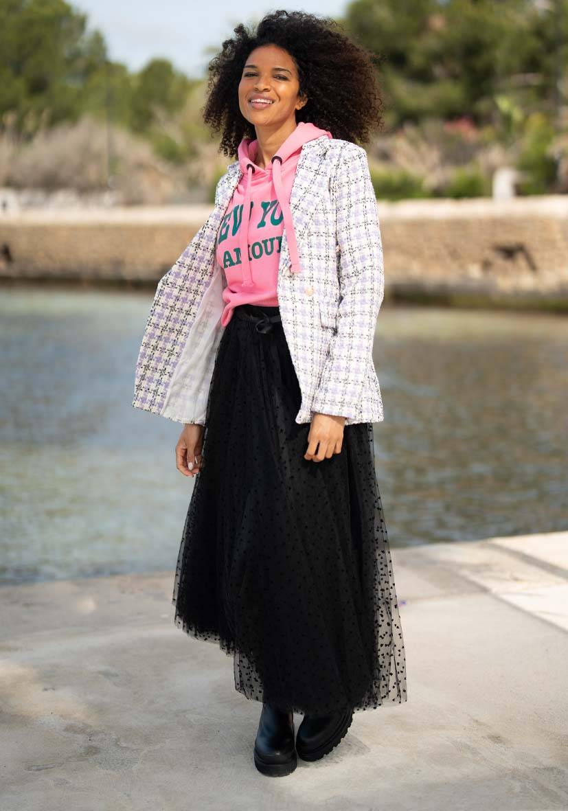 Miss Goodlife Maxirock Tüll Dots Allover – Black