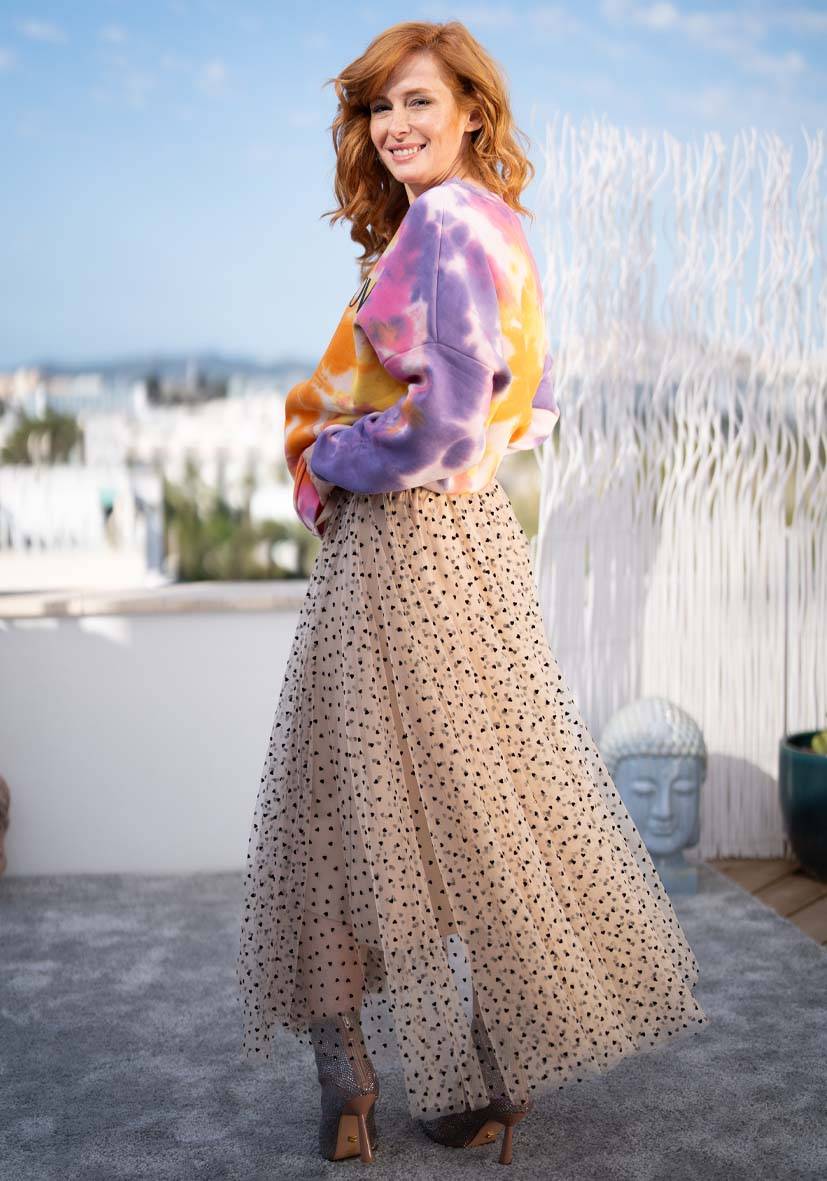 Miss Goodlife Maxirock Tüll Hearts Allover – Sand