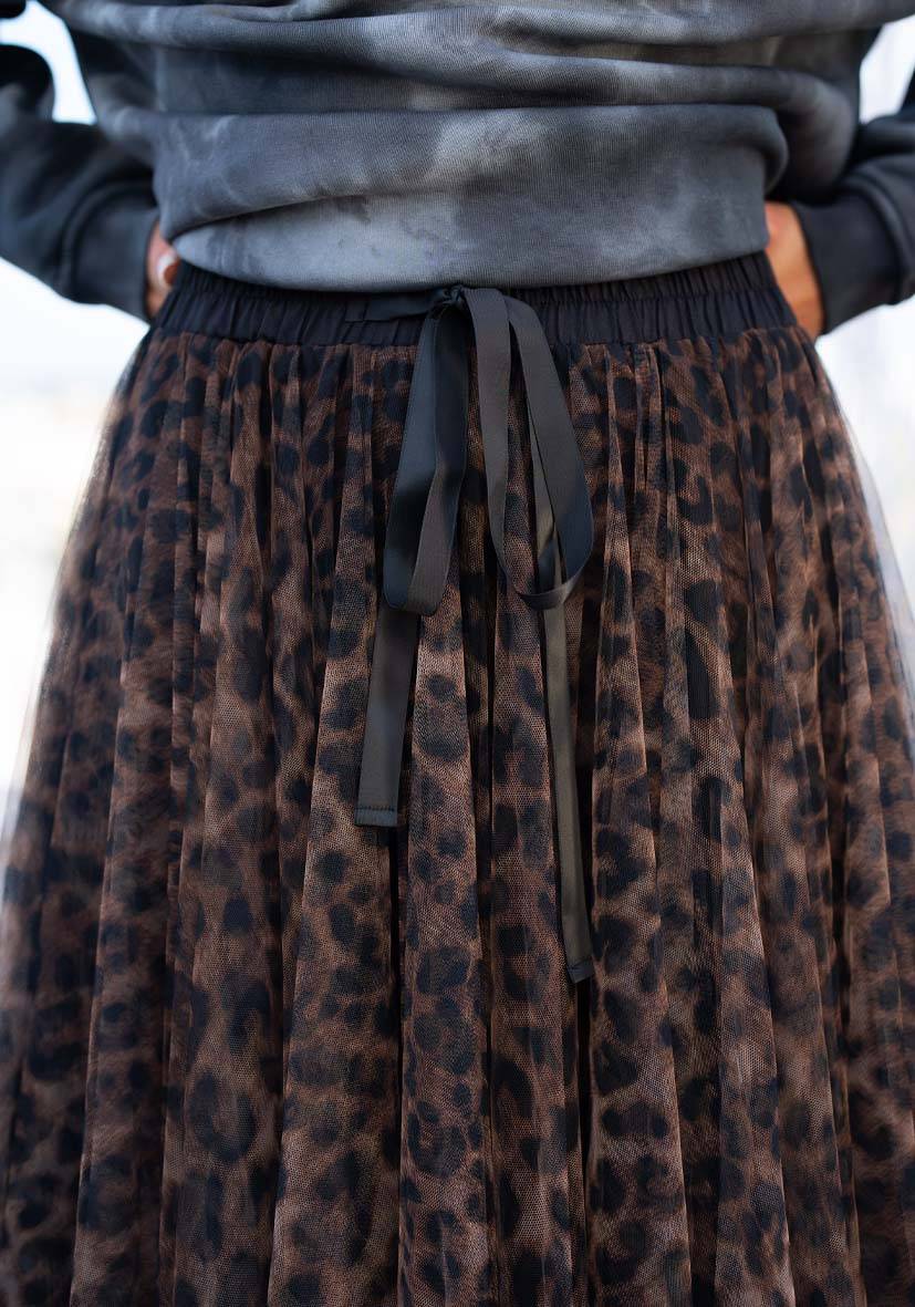 Miss Goodlife Maxirock Tüll Leo Allover – Brown