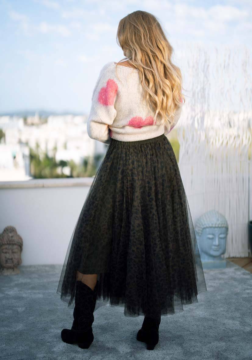 Miss Goodlife Maxirock Tüll Leo Allover – Green