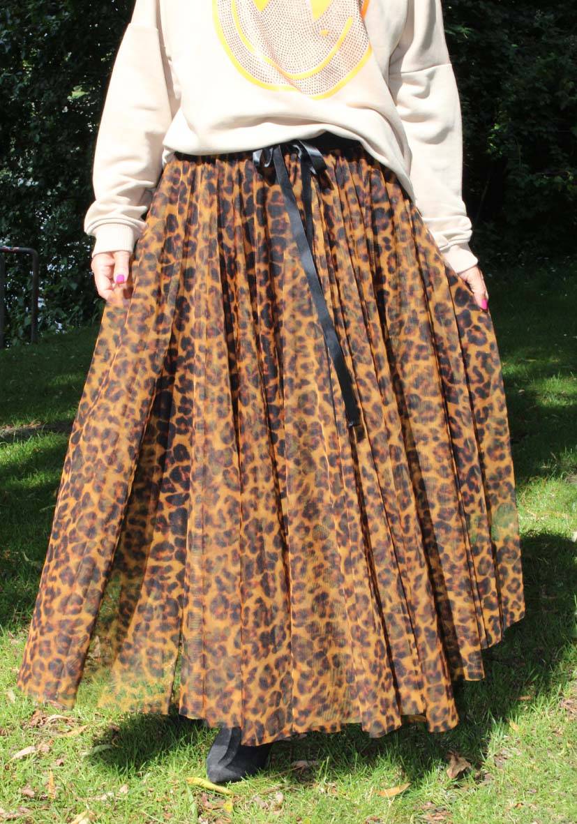 Miss Goodlife Maxirock Tüll Leo Allover – Lightbrown