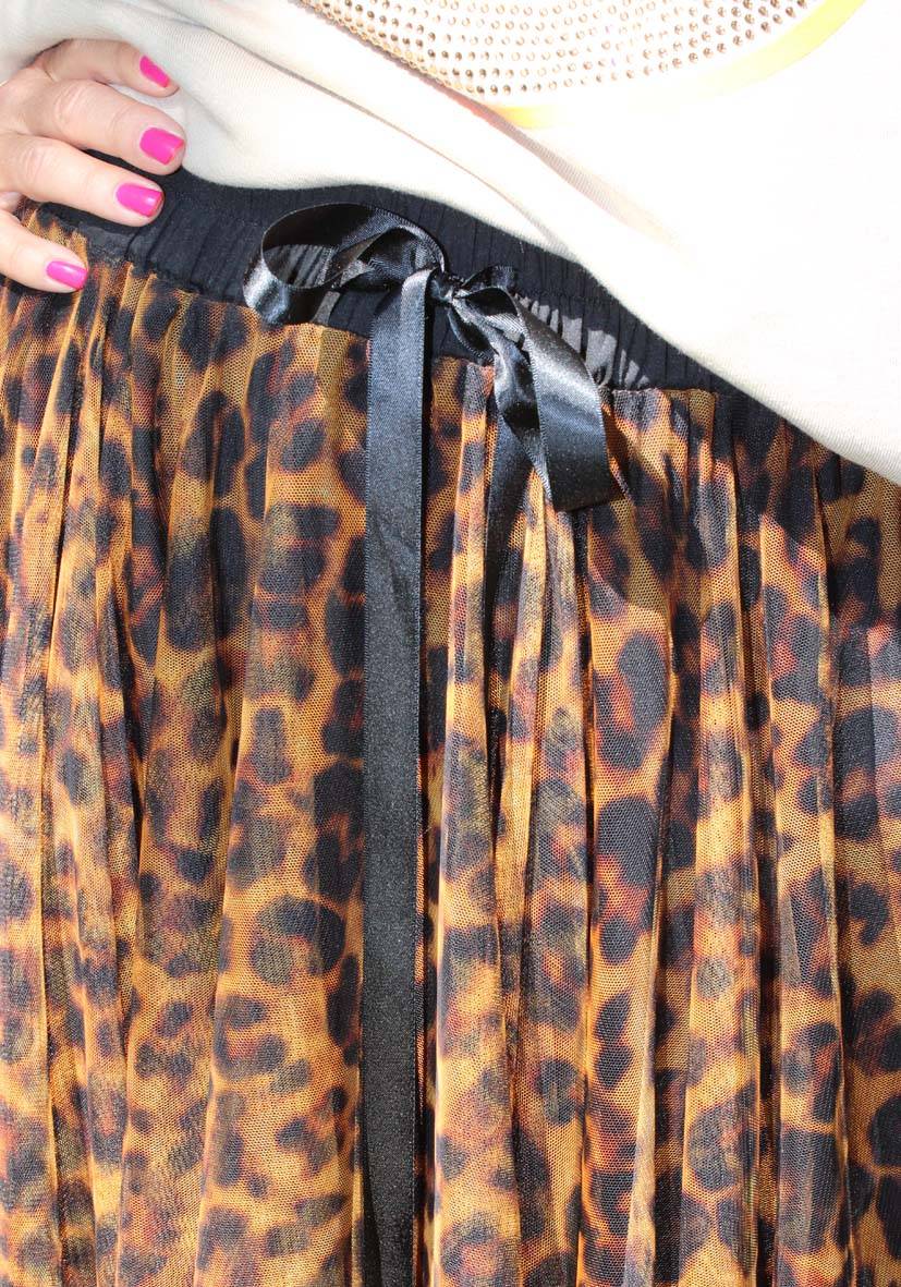 Miss Goodlife Maxirock Tüll Leo Allover – Lightbrown