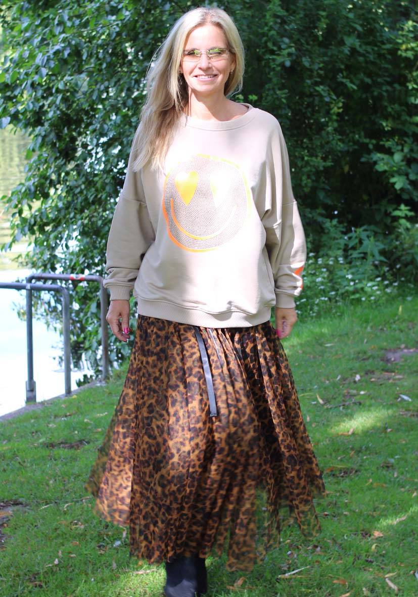 Miss Goodlife Maxirock Tüll Leo allover – lightbrown