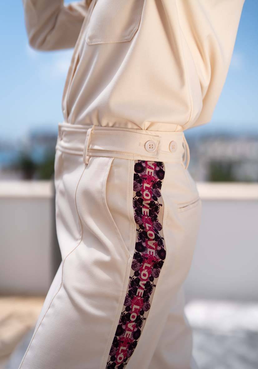 Miss Goodlife Pants Border Love – White