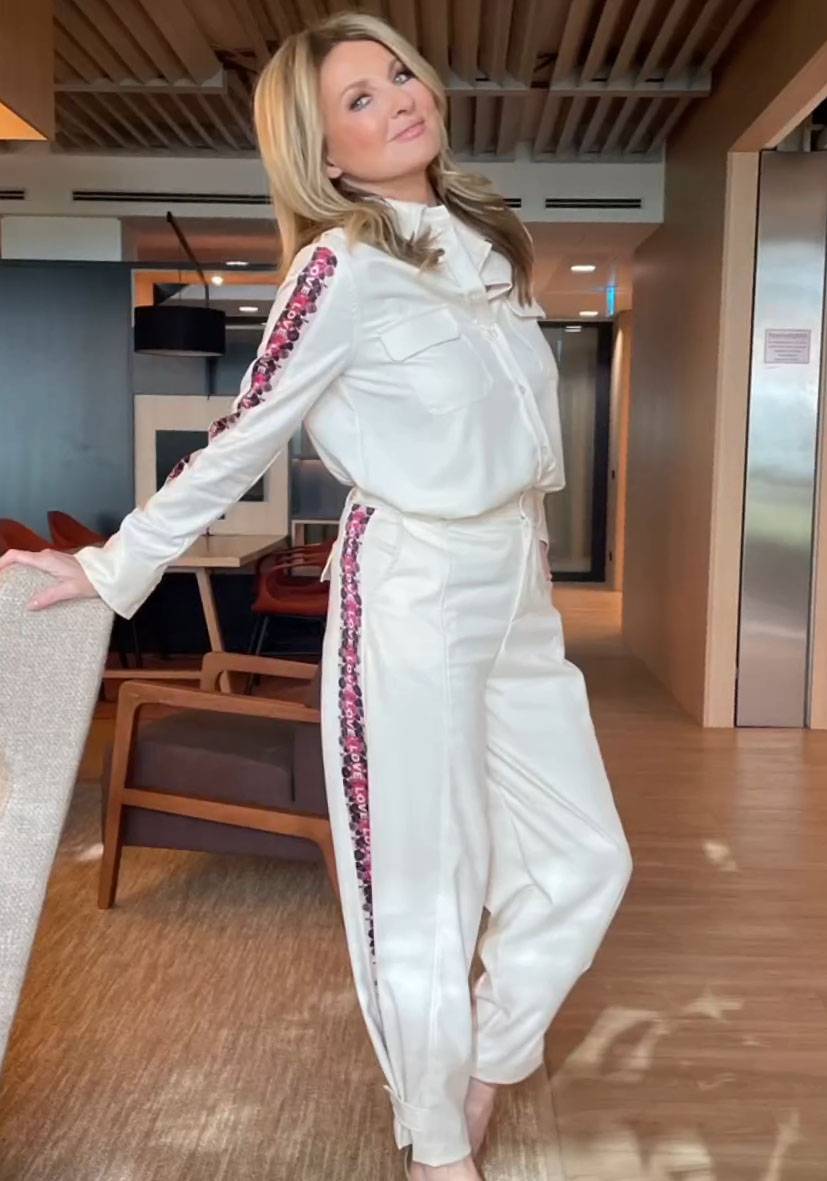 Miss Goodlife Pants Border Love – white