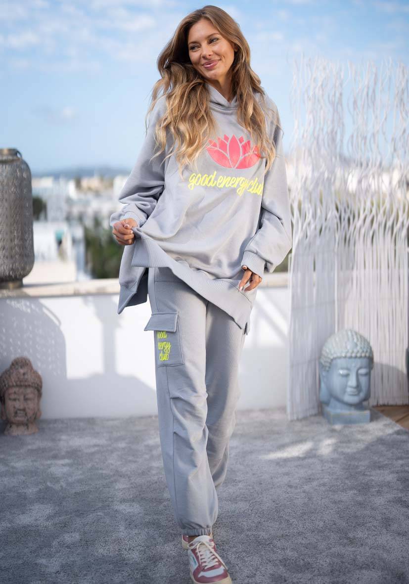 Miss Goodlife Pants Good Energy Namasté – lightgrey