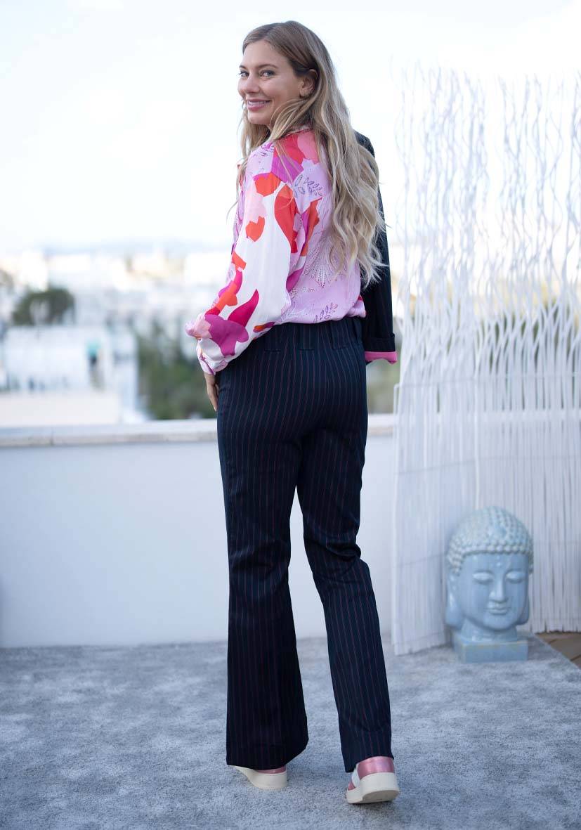 Miss Goodlife Pants Neon Pinstripes – Neonpink