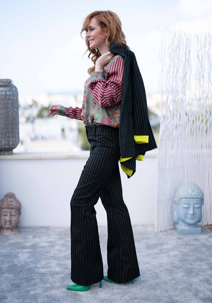 Miss Goodlife Pants Neon Pinstripes – Neonyellow