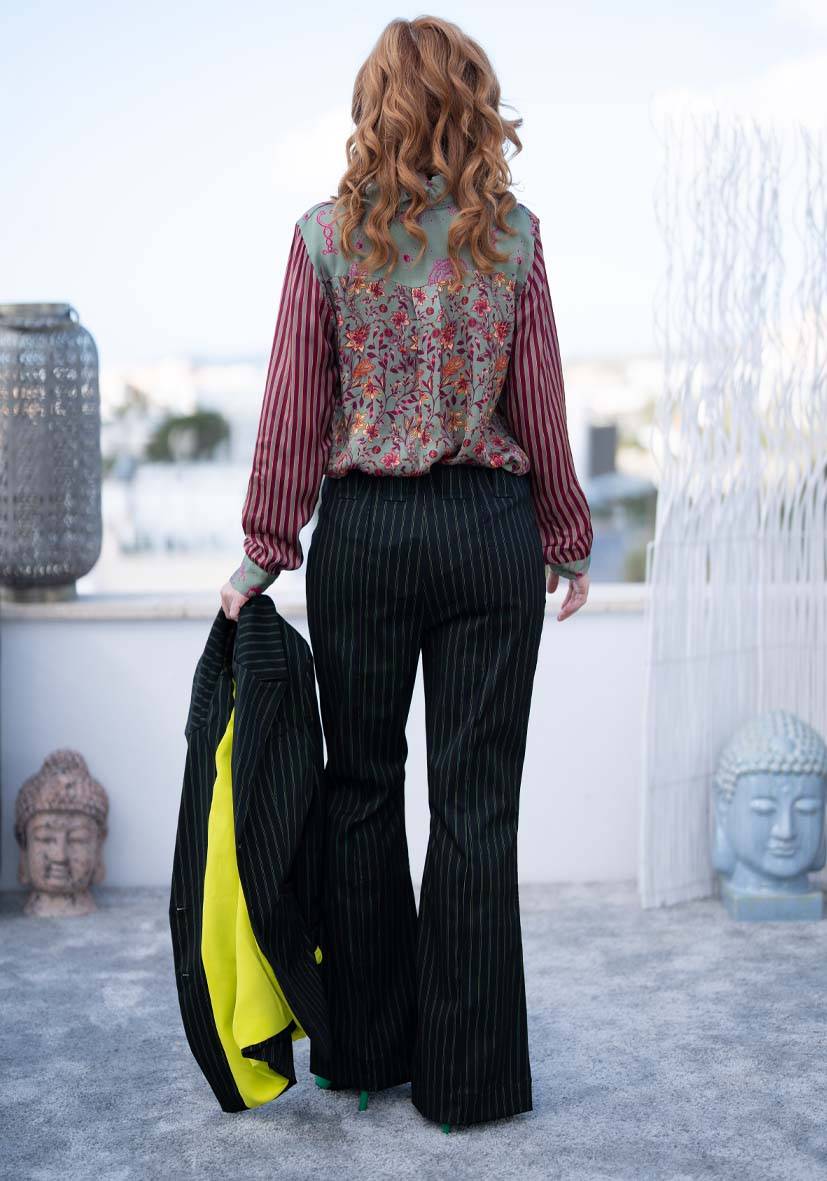 Miss Goodlife Pants Neon Pinstripes – Neonyellow