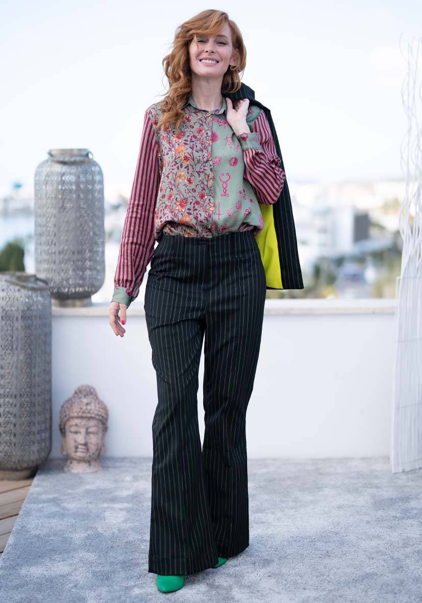 Miss Goodlife Pants Neon Pinstripes – neonyellow