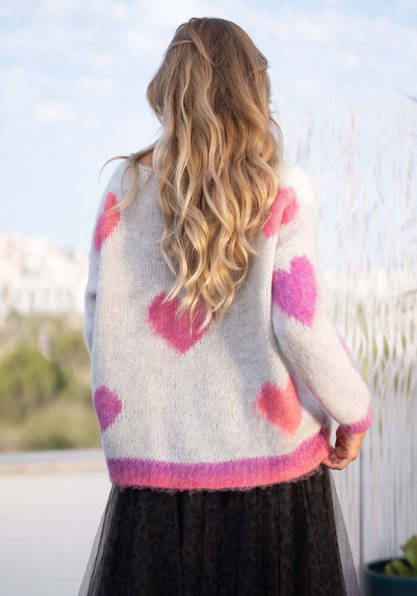 Miss Goodlife Pullover Hearts Allover – Lightgrey