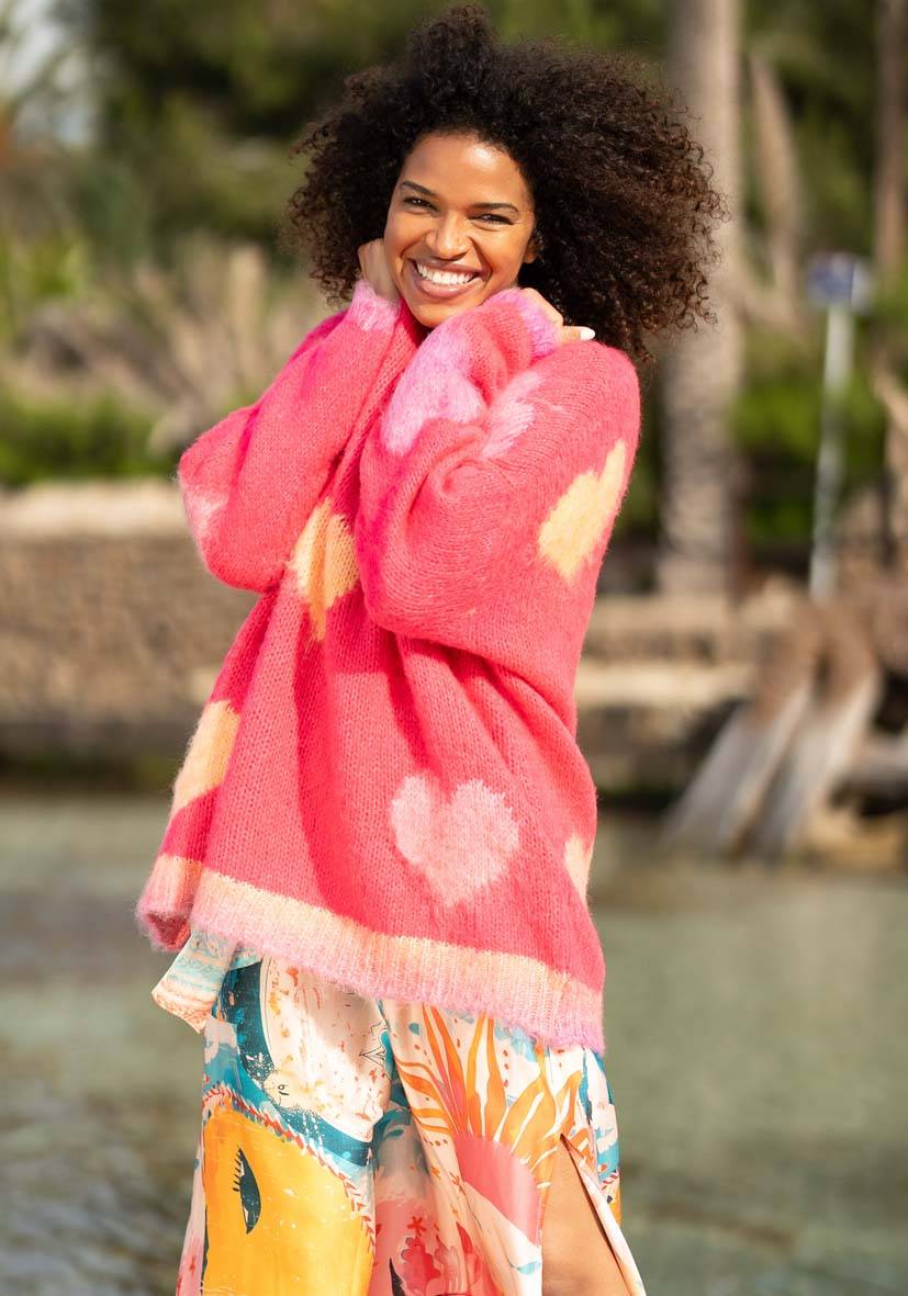 Miss Goodlife Pullover Hearts Allover – Pink