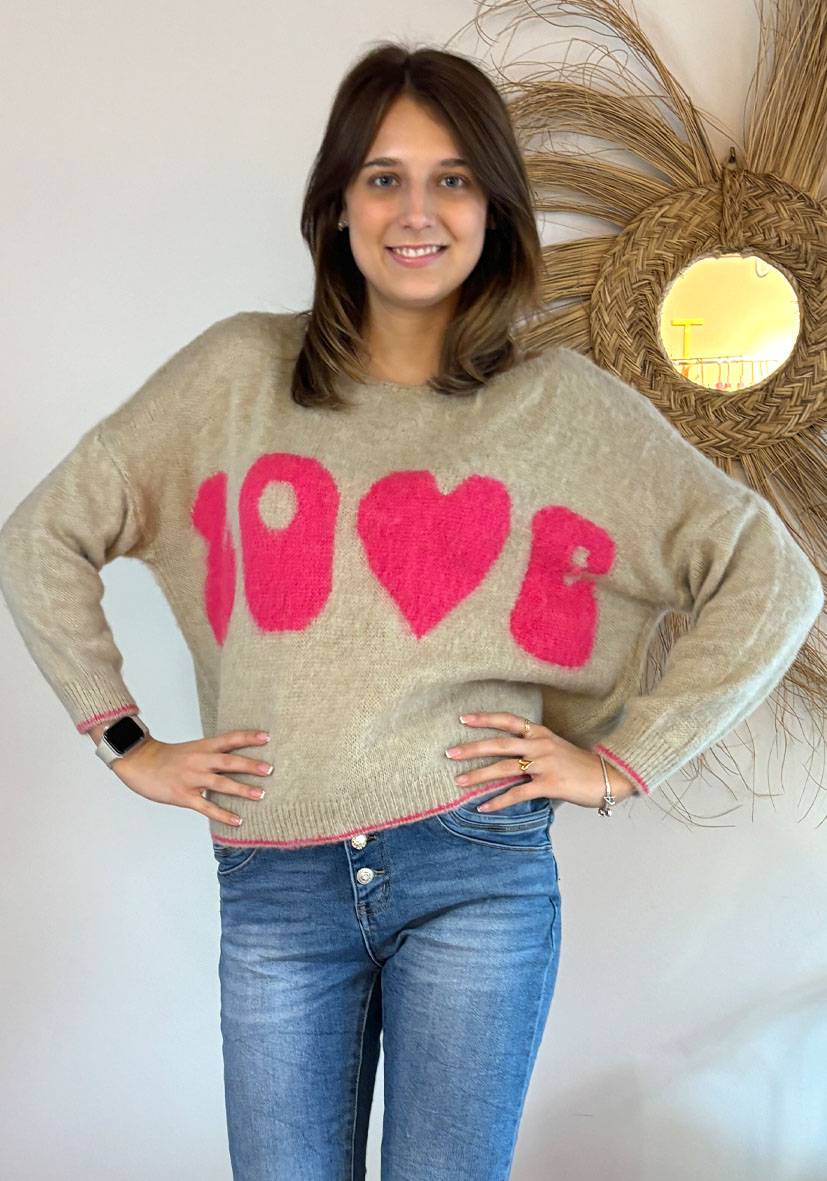Miss Goodlife Pullover Love – sand