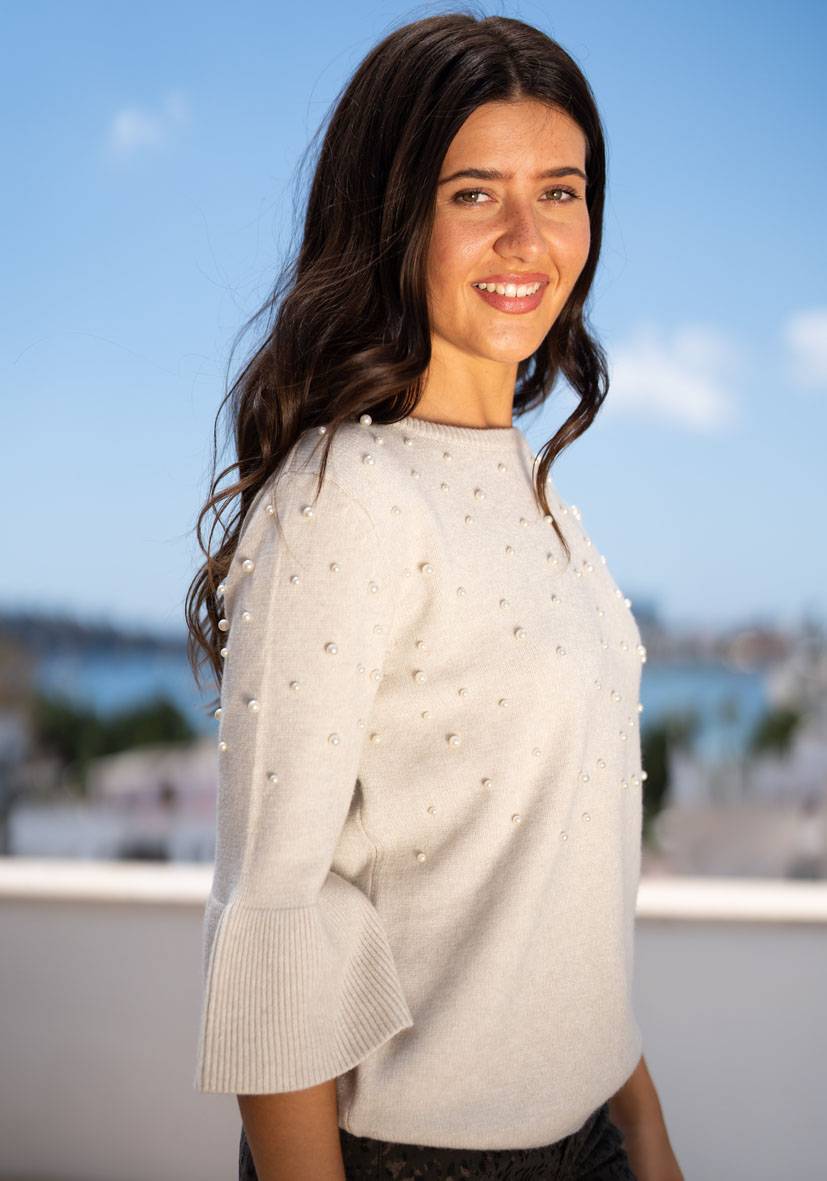 Miss Goodlife Pullover Pearl Roundneck – Creme