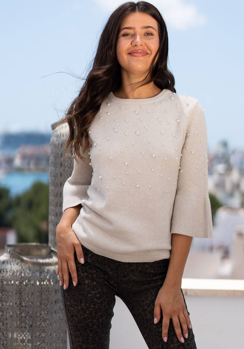 Miss Goodlife Pullover Pearl Roundneck – creme