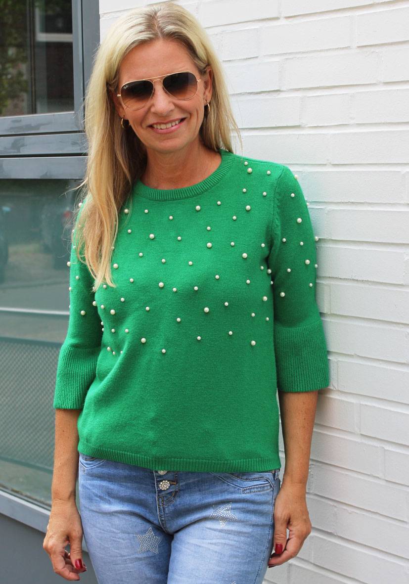 Miss Goodlife Pullover Pearl Roundneck – green