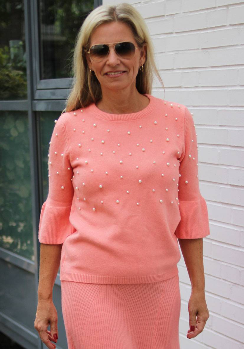 Miss Goodlife Pullover Pearl Roundneck – peach
