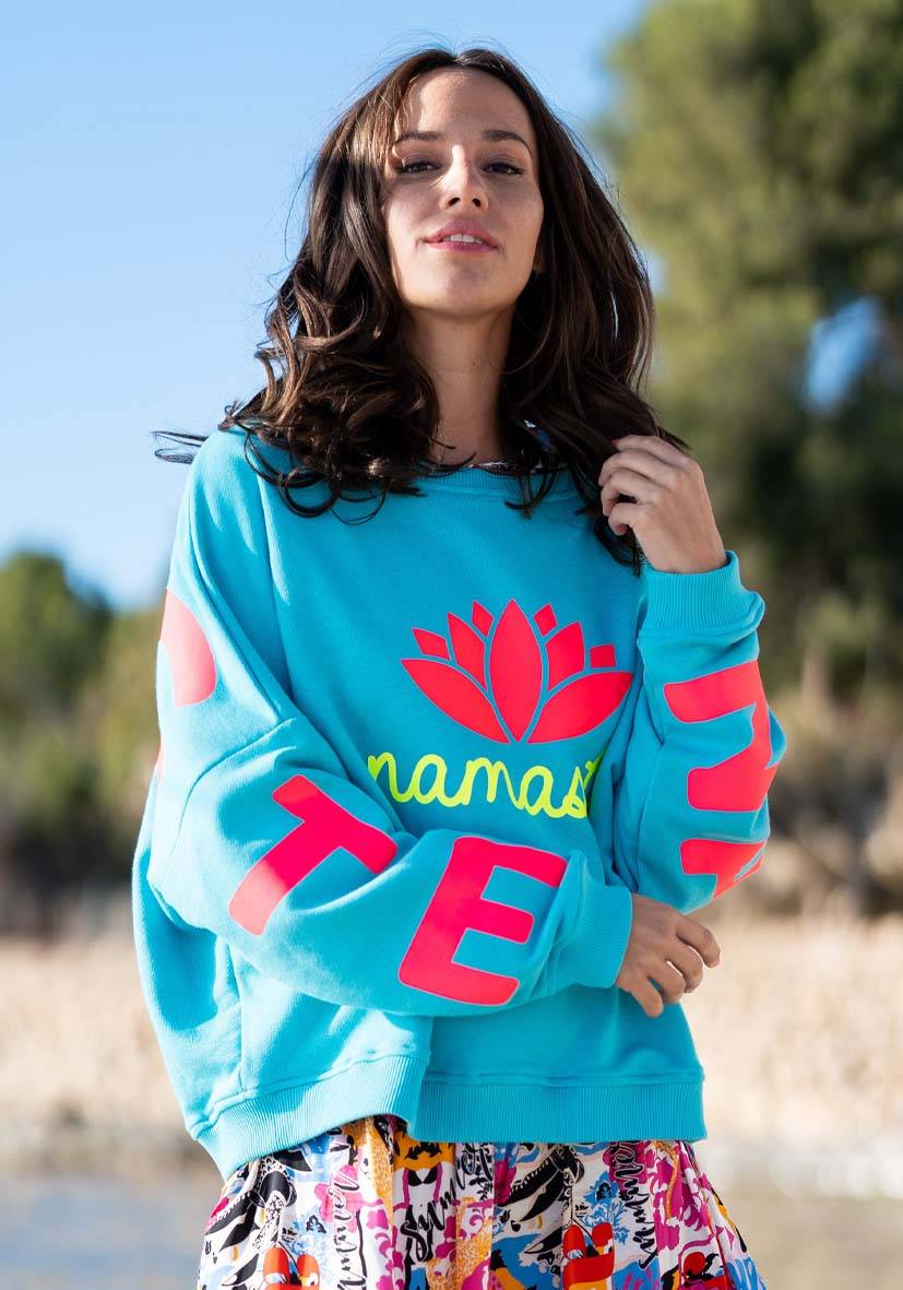 Miss Goodlife Roundneck Double Namasté – turquoise