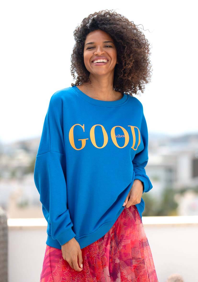 Miss Goodlife Roundneck Good Vibes – blue