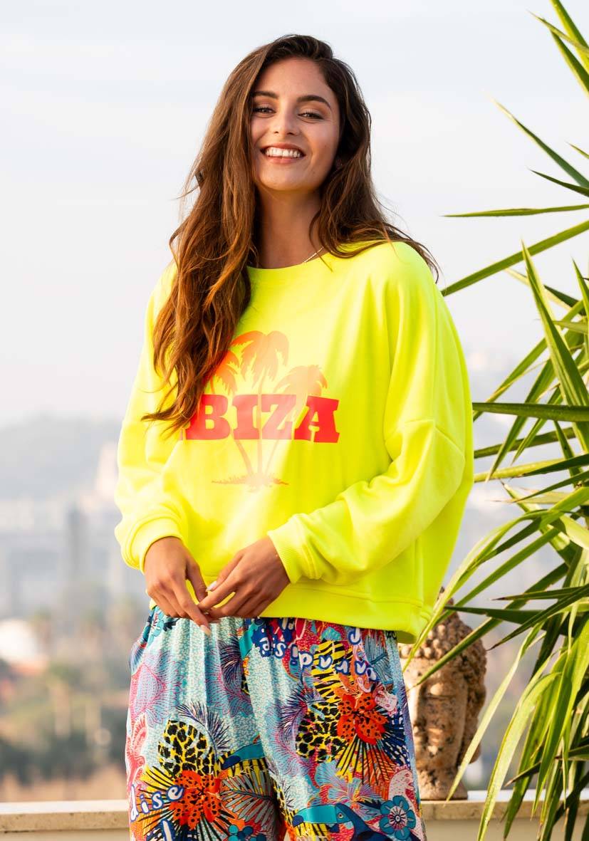 Miss Goodlife Roundneck Ibiza Palm – Neonyellow