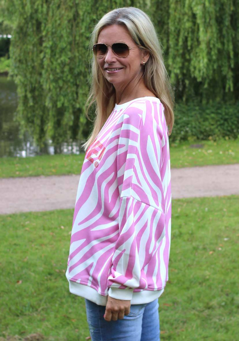 Miss Goodlife Roundneck L(i)ebe Zebra Strass – Rose