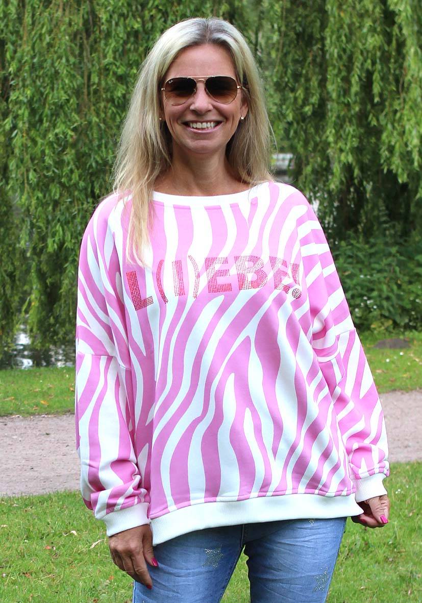 Miss Goodlife Roundneck L(i)ebe Zebra Strass – rose