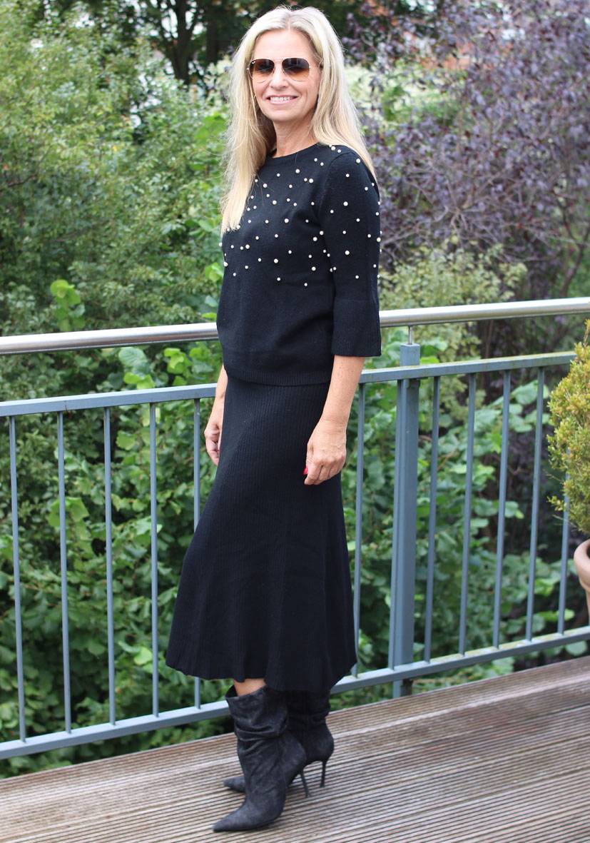 Miss Goodlife Skirt Knitted Long – Black