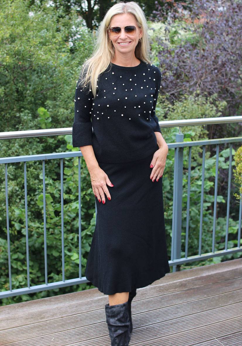 Miss Goodlife Skirt Knitted long – black