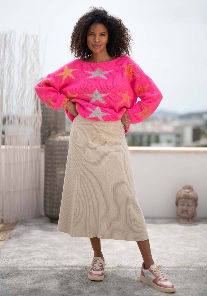 Miss Goodlife Skirt Knitted Long – Cream