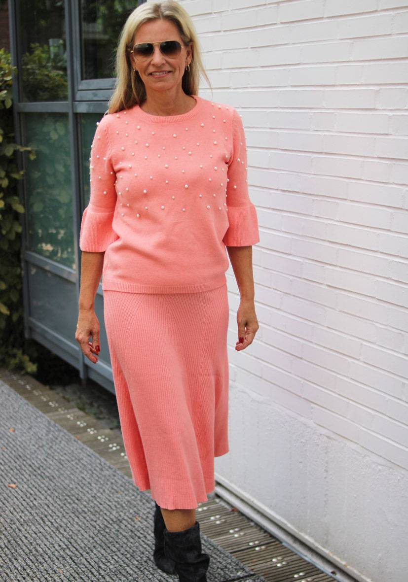 Miss Goodlife Skirt Knitted Long – Peach