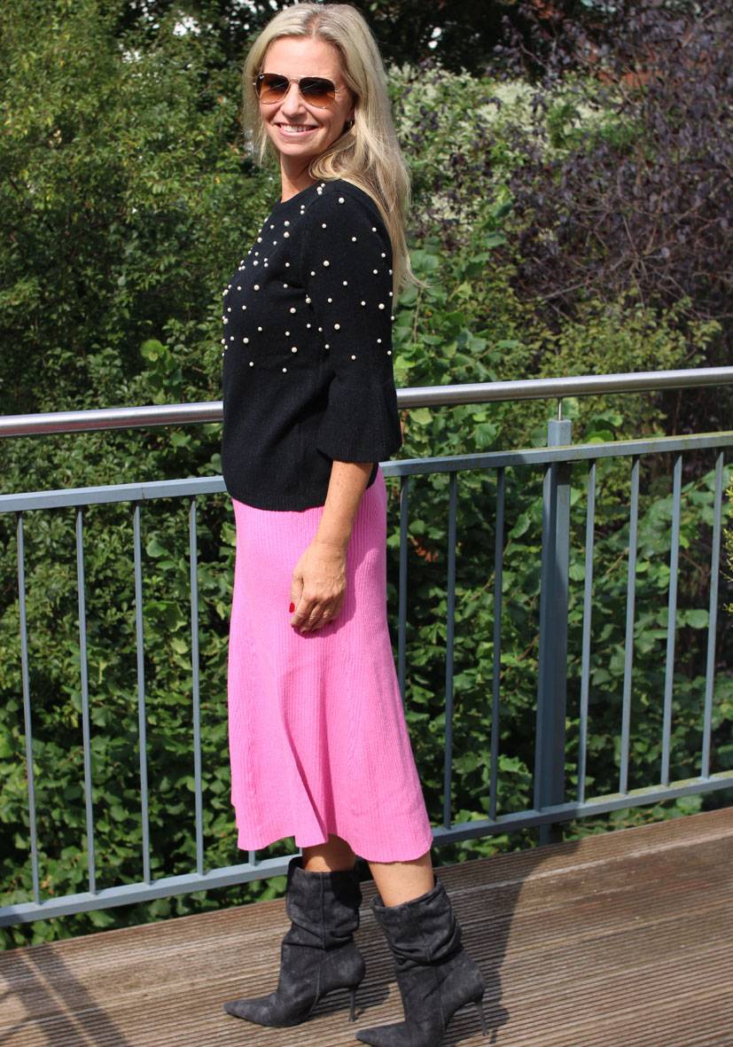 Miss Goodlife Skirt Knitted Long – Pink